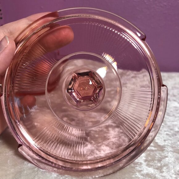 Heisey Vintage Pink Depression Glass Lemon Butter Dish Panel & Pleat Collectible - Picture 8 of 10
